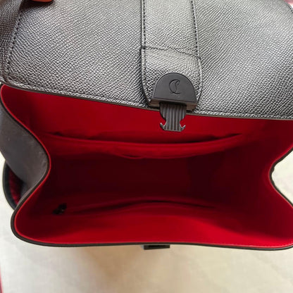 CHRISTIAN LOUBOUTIN Backpack Black Synthetic Leather Red Lining #QYJ37C