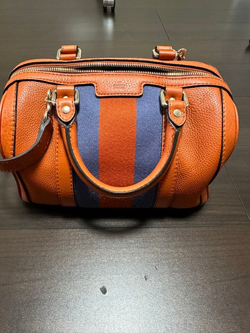 GUCCI Orange Leather Handbag Shoulder Bag Department Store #QYE6FV