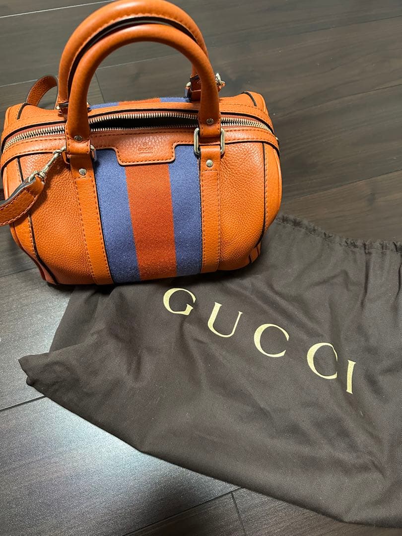 GUCCI Orange Leather Handbag Shoulder Bag Department Store #QYE6FV