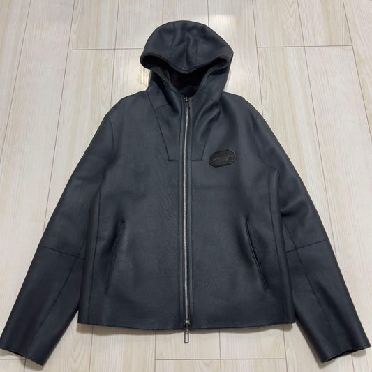 Emporio Armani Mouton Leather Jacket (Size L) with Leather Tag #QY3NB1