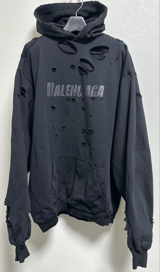 BALENCIAGA 21SS Caps Destroyed Hoodie #QYCNLE