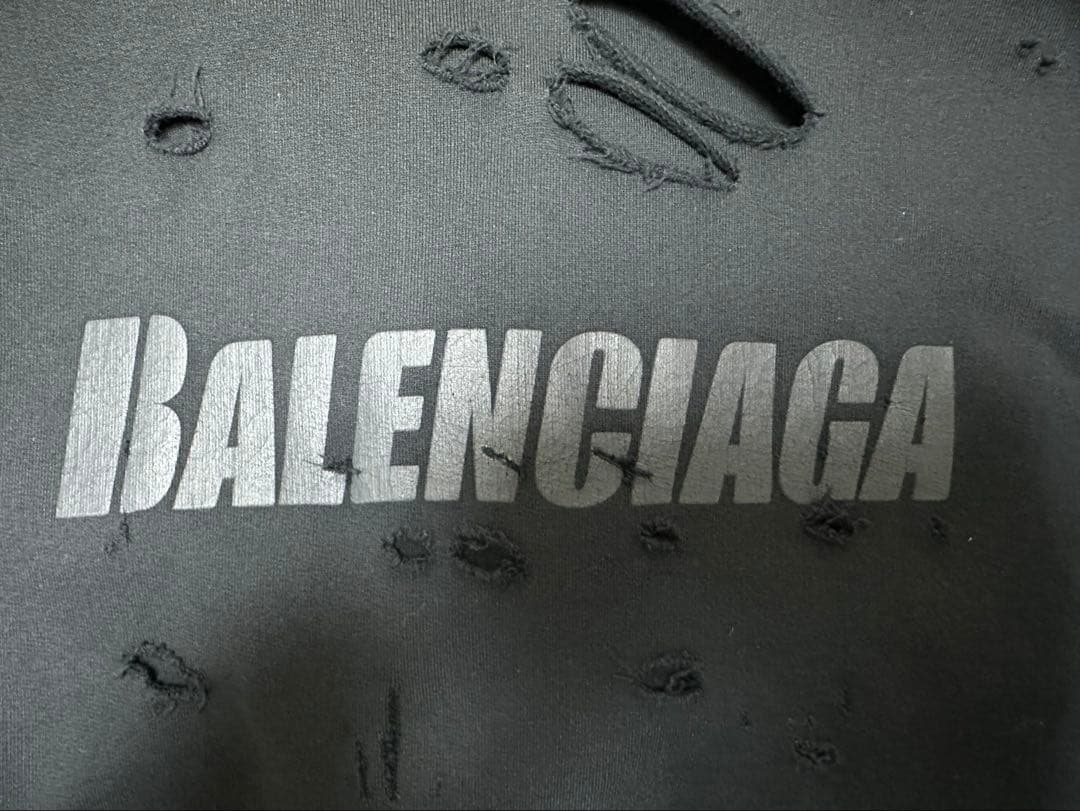 BALENCIAGA 21SS Caps Destroyed Hoodie #QYCNLE