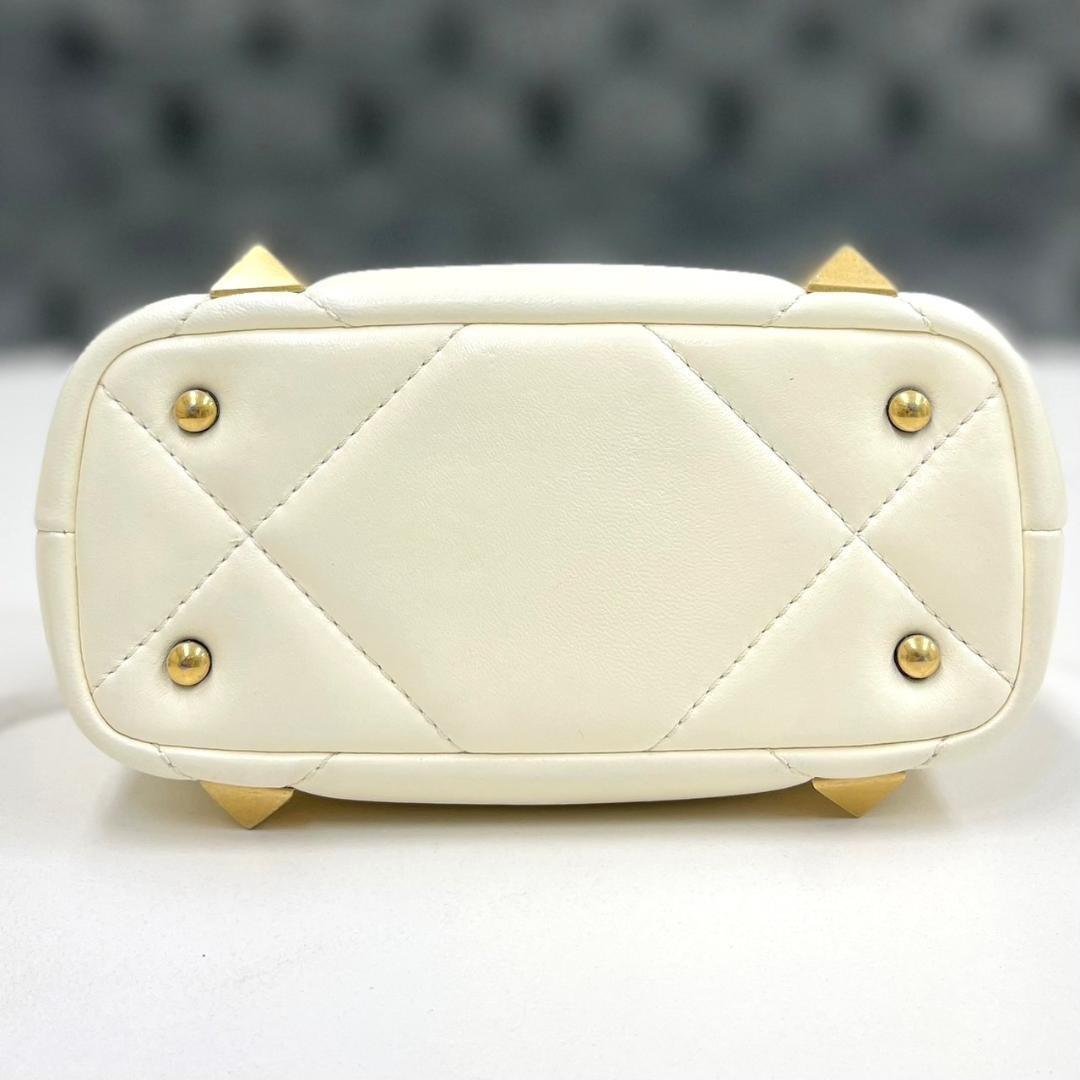 Valentino Roman Studs Ivory Leather 2-Way Handbag #QYAJCG