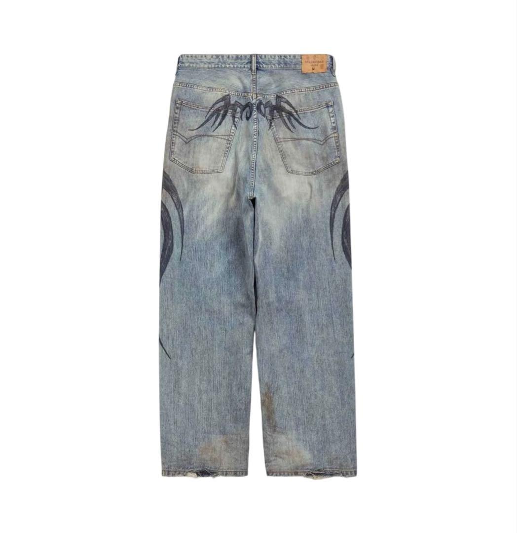Balenciaga 24AW Y2K Tribal Baggy Denim XS #QYAQ2N