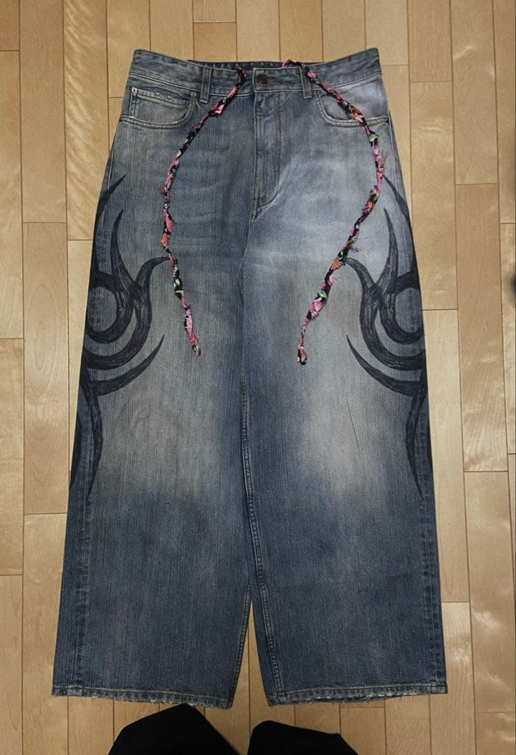 Balenciaga 24AW Y2K Tribal Baggy Denim XS #QYAQ2N