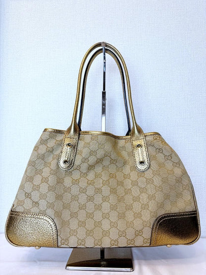 GUCCI GG Canvas Gold Beige Handbag w/ Dust Bag Model 163805 #QY3V47