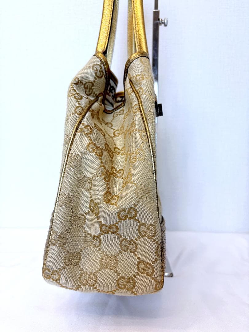 GUCCI GG Canvas Gold Beige Handbag w/ Dust Bag Model 163805 #QY3V47