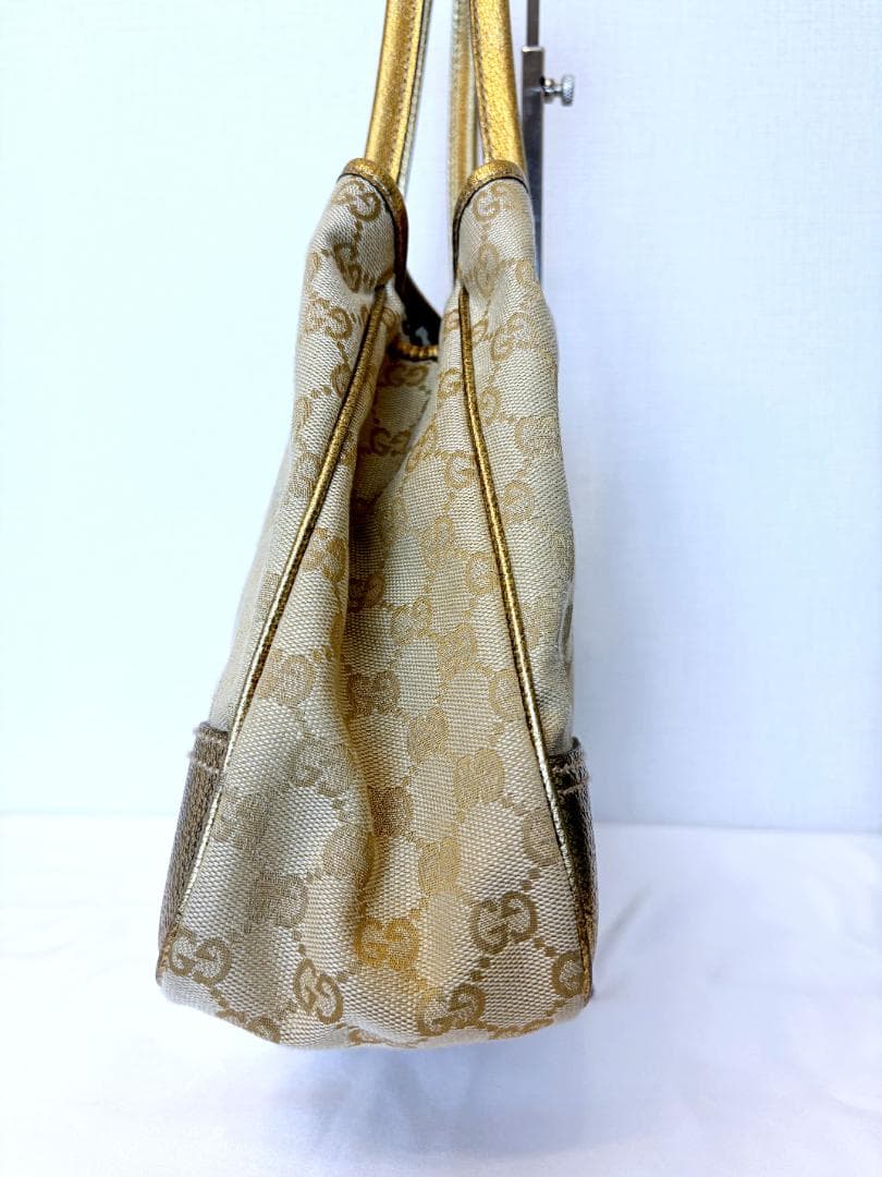 GUCCI GG Canvas Gold Beige Handbag w/ Dust Bag Model 163805 #QY3V47
