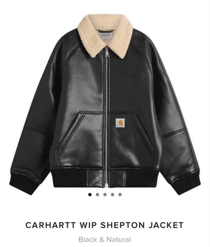 Carhartt black leather jacket, size L #QY0VAG