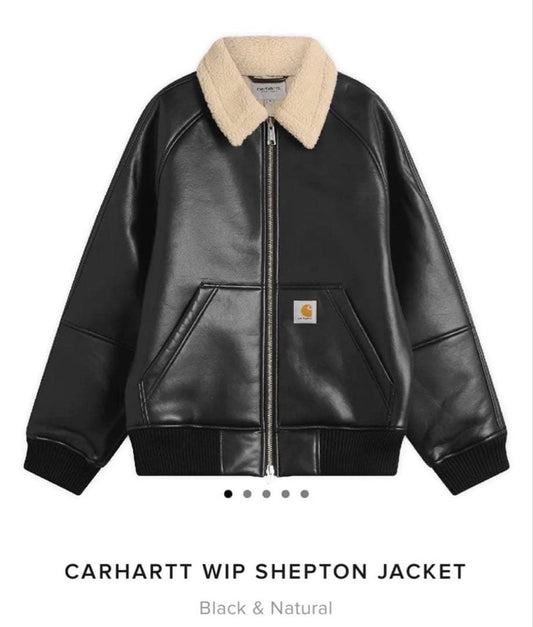 Carhartt black leather jacket, size L #QY0VAG