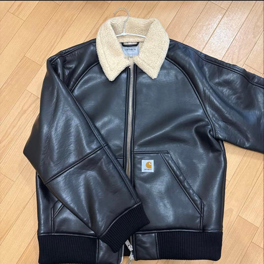 Carhartt black leather jacket, size L #QY0VAG