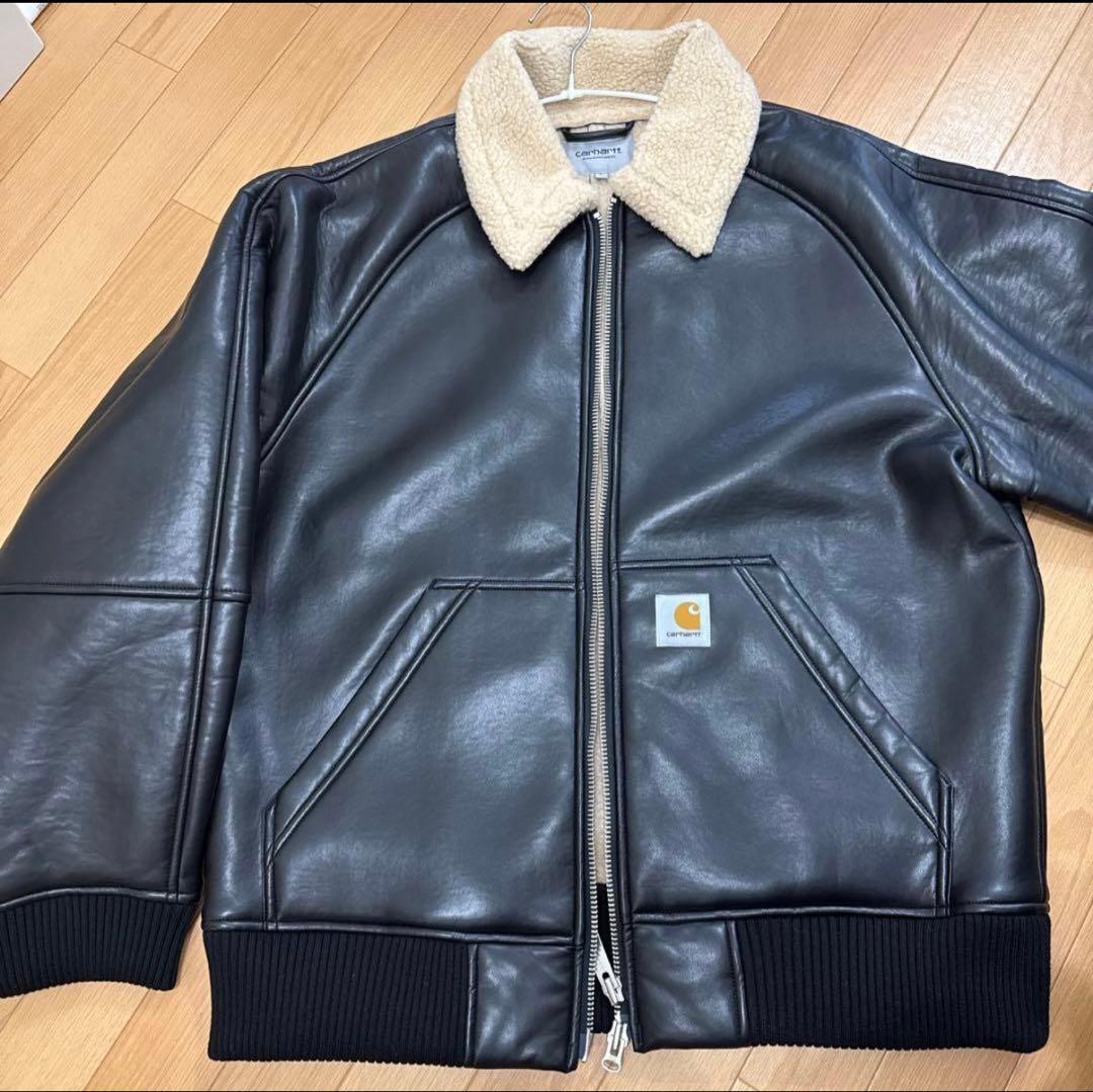 Carhartt black leather jacket, size L #QY0VAG