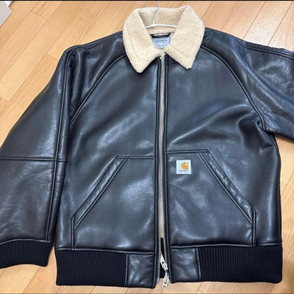 Carhartt black leather jacket, size L #QY0VAG