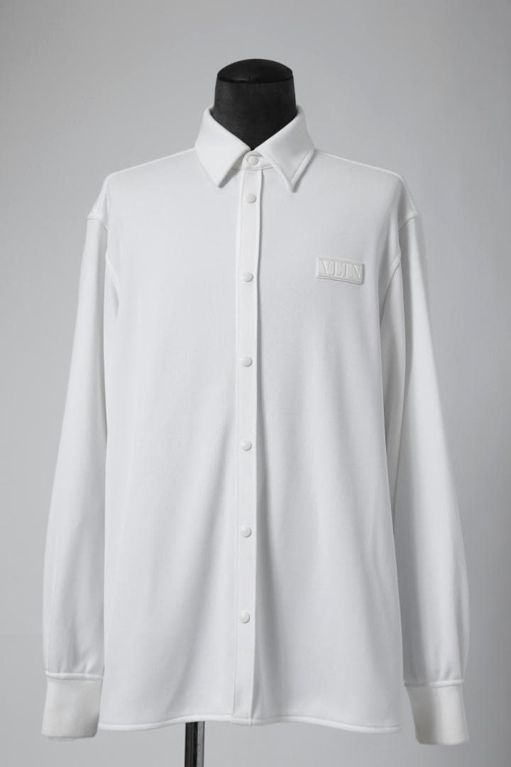 VALENTINO Rubber Logo Snap Button Jersey Long Sleeve Shirt #QY55BJ