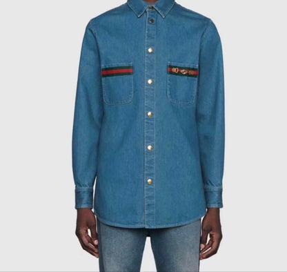 GUCCI Horsebit Stonewashed Denim Shirt #QY5KZN