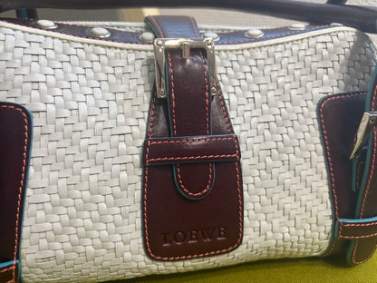 LOEWE Senda Woven Leather Handbag Rare Design #QY98BQ