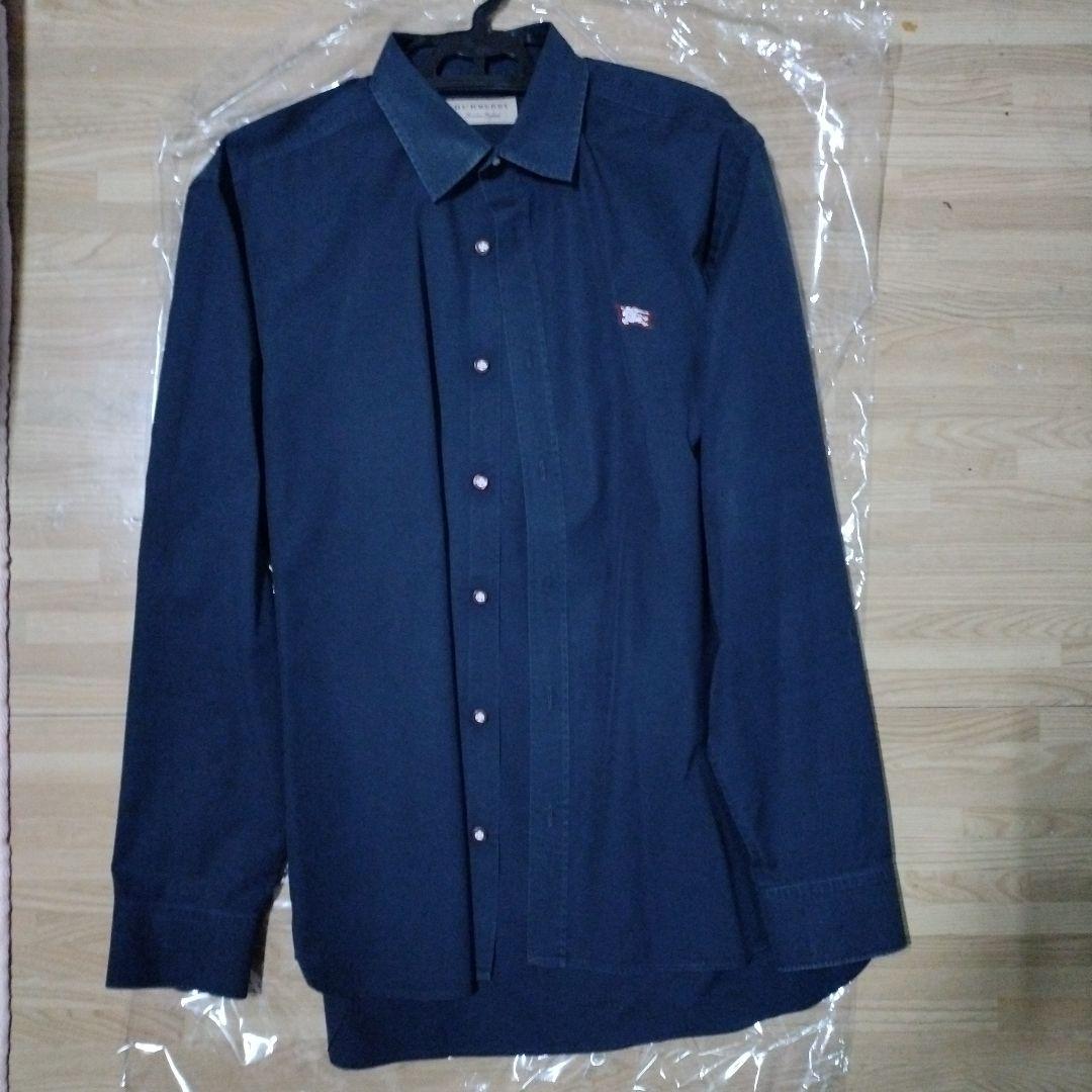 BURBERRY Navy Dress Shirt, Size L #QY0846