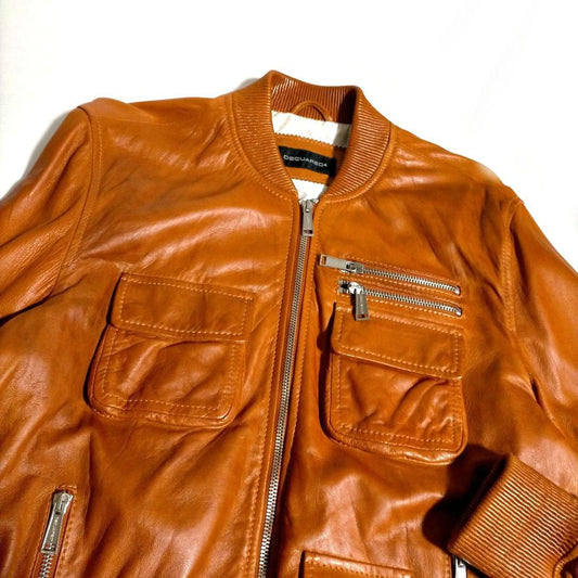 Dsquared Lambskin Leather Jacket, Size 48 #PF4YFN