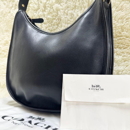 Old Coach Ergo Hobo Shoulder Bag Black Glove-Tanned Leather #QY5DHA