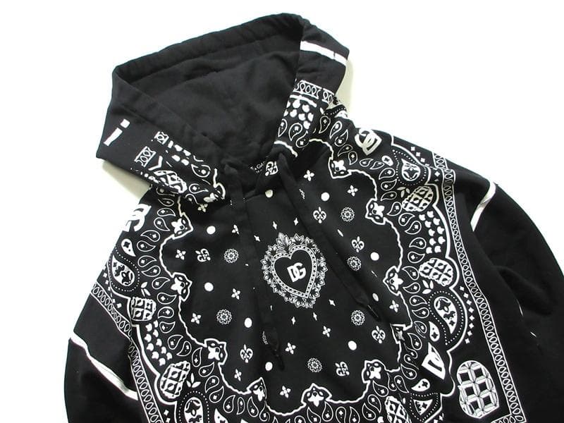 Dolce & Gabbana Bandana Print Hoodie in Black #QYL0HN