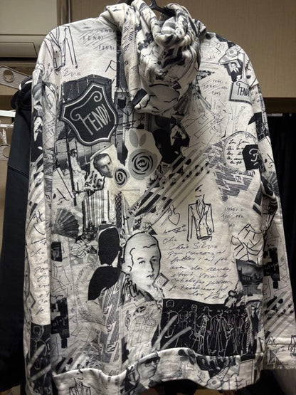FENDI monochrome art hoodie #QY735I