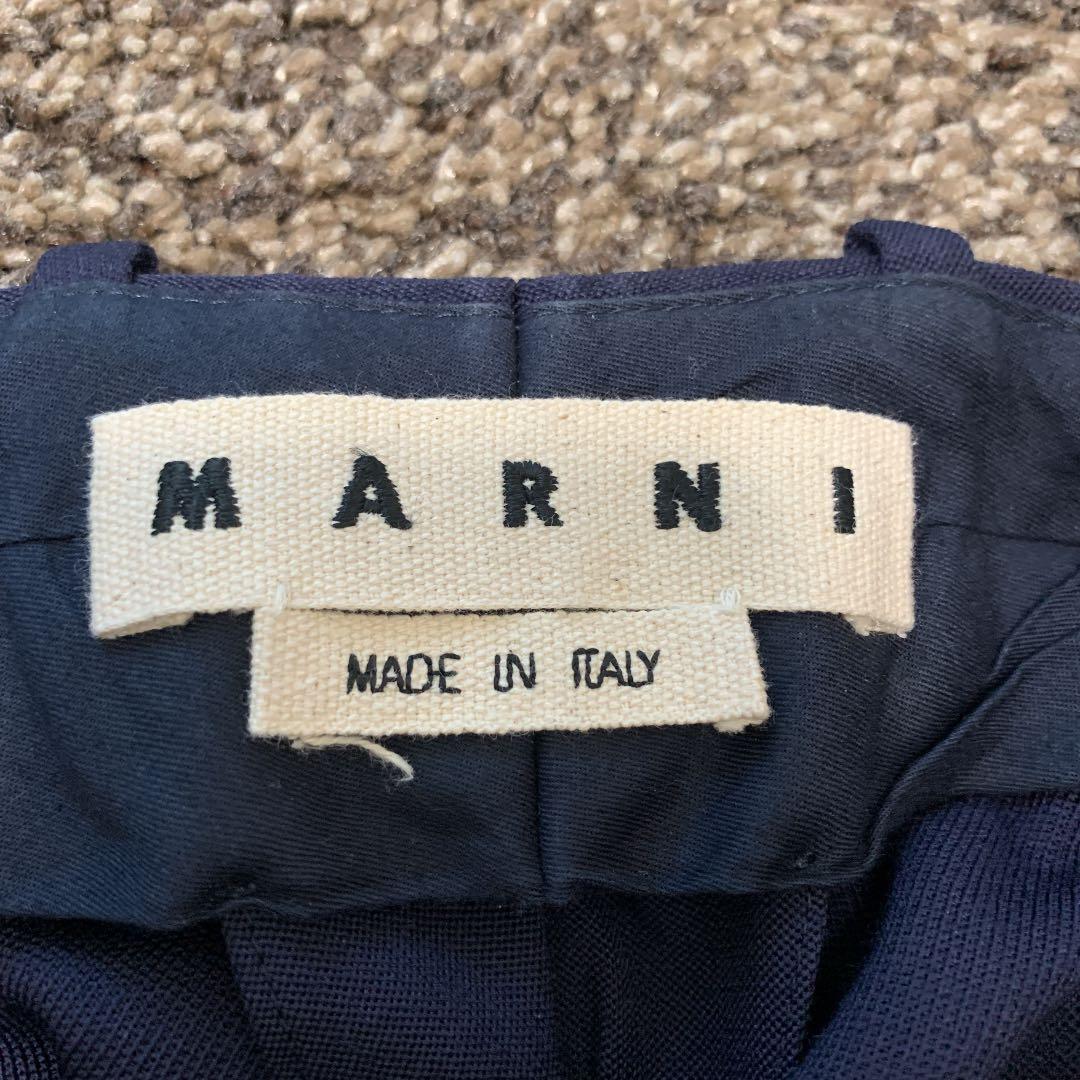 MARNI Men's High Wool Blend Slacks, Navy, Size 30 #QYEDLP