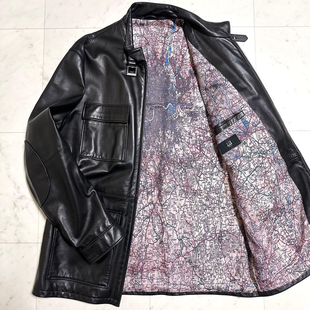 London Map Dunhill Lamb Leather Jacket x Silk #QYEDQY