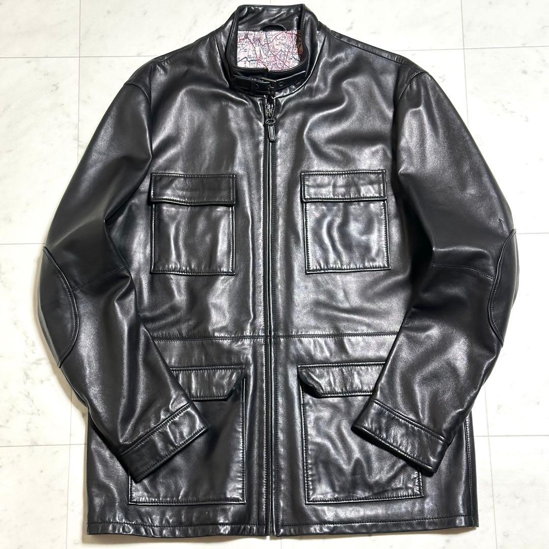 London Map Dunhill Lamb Leather Jacket x Silk #QYEDQY