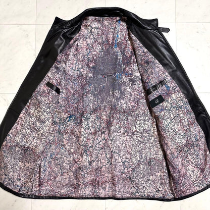 London Map Dunhill Lamb Leather Jacket x Silk #QYEDQY