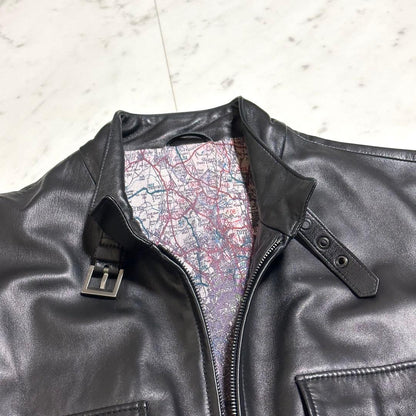 London Map Dunhill Lamb Leather Jacket x Silk #QYEDQY
