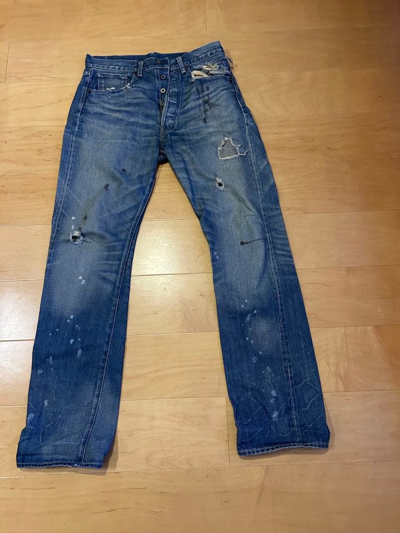 Levi's WWII Model Levi's 501 Distressed Straight Denim #PCJ3Q3