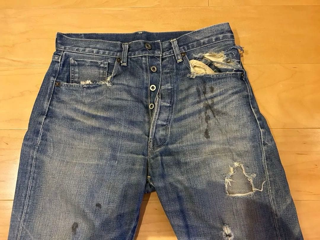 Levi's WWII Model Levi's 501 Distressed Straight Denim #PCJ3Q3