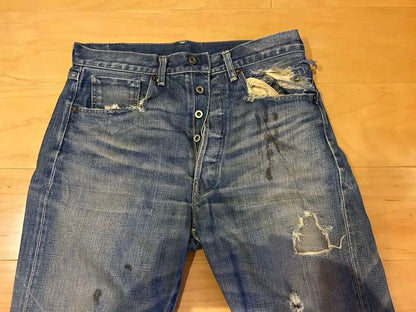 Levi's WWII Model Levi's 501 Distressed Straight Denim #PCJ3Q3