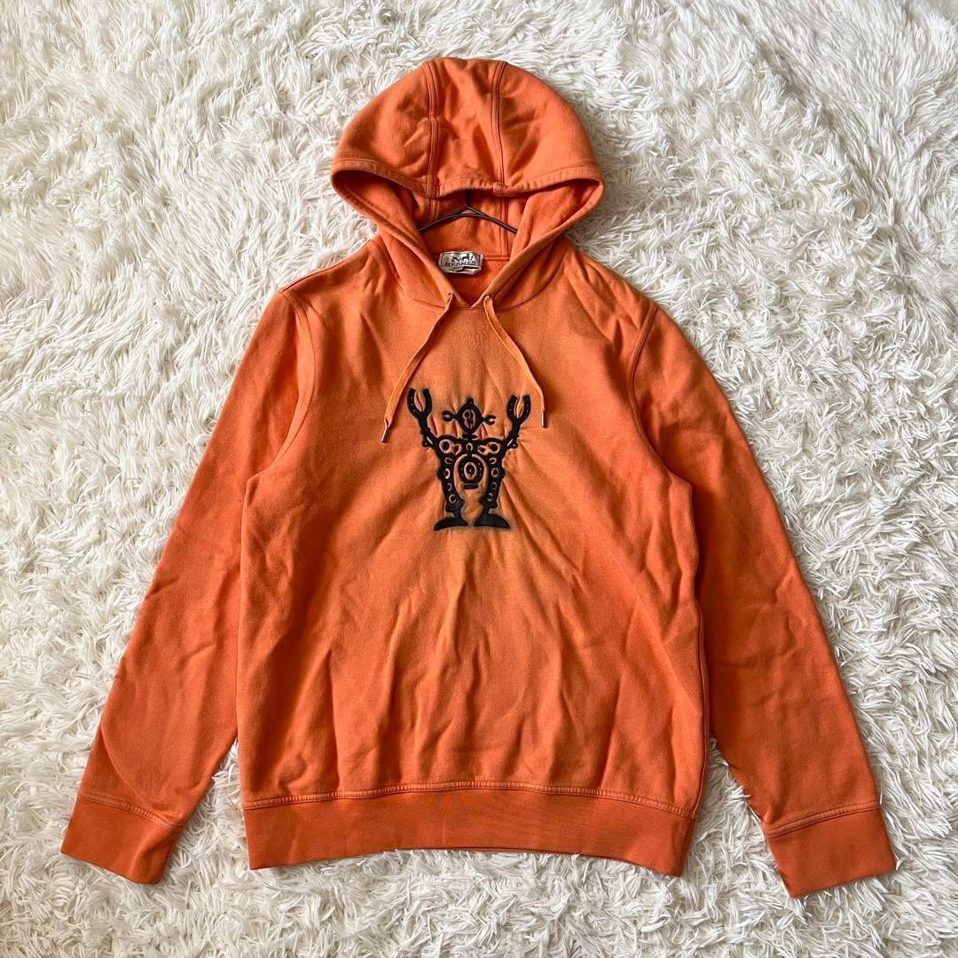 HERMES Hello Mr. Falier Orange Hoodie #QYD39X