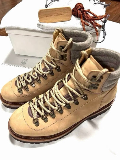 Brunello Cucinelli Nubuck Boots in Beige Mouton #QYBKTX