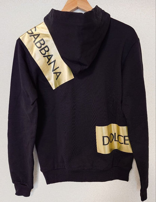 Approximately 9 tags attached Dolce & Gabbana Gold Box Logo Print Hoodie #QY1Q4T