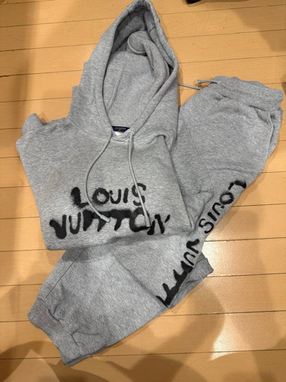 Louis Vuitton Jersey Top and Bottom Set Hoodie #QYBD93