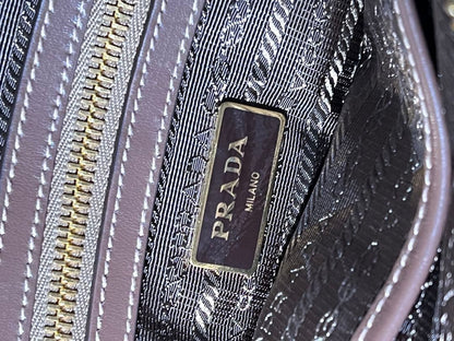 Prada nylon handbag, top, beige. #QYEUPB