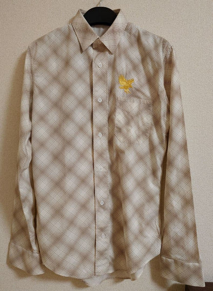 Dior Homme Gold Eagle Embroidered Check Shirt, Eddie Style, 2005 Autumn/ #QY72S3