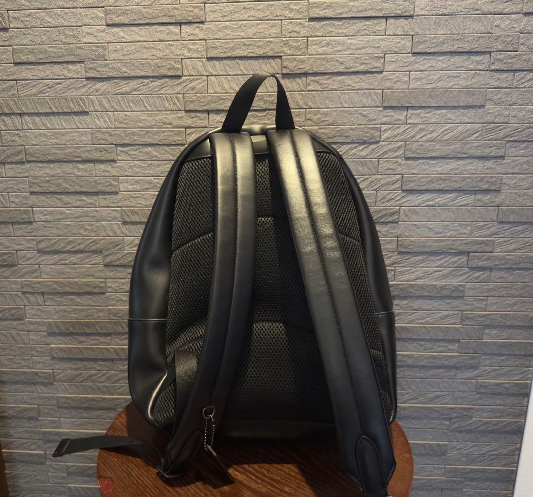 COACH Backpack Black Leather Used #QY9NCS