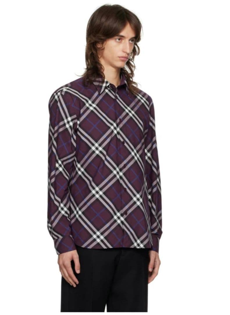 BURBERRY purple check long sleeve shirt #QYAAK0