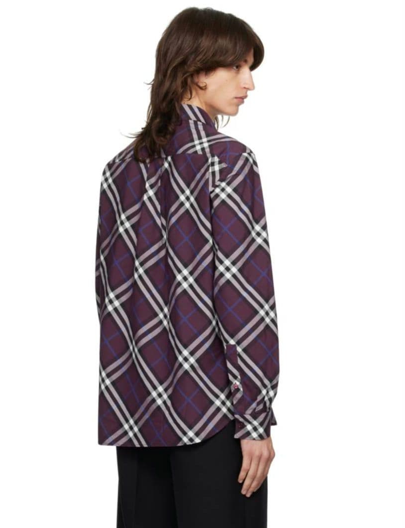 BURBERRY purple check long sleeve shirt #QYAAK0