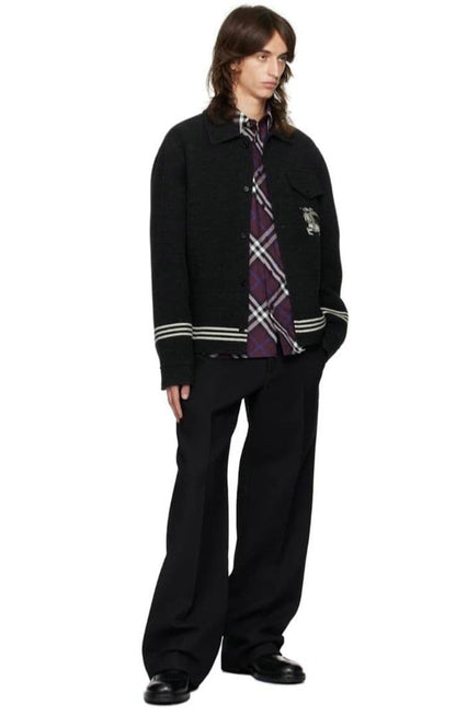 BURBERRY purple check long sleeve shirt #QYAAK0