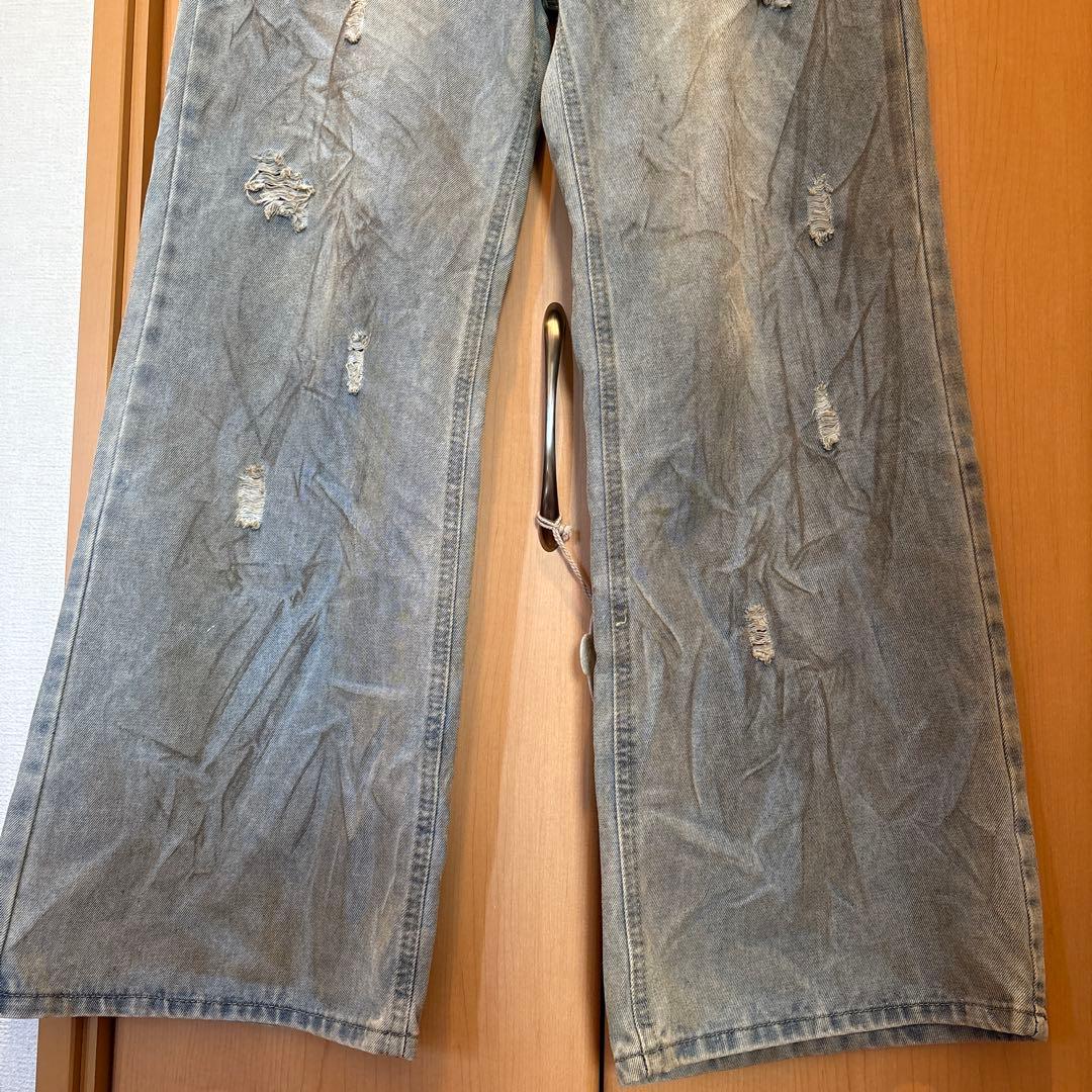 Straight denim distressed finish #QY4QT5