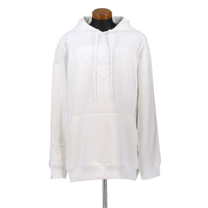PRADA Hoodie Parka with Raised Letters, White, Prada #QYDXQ5