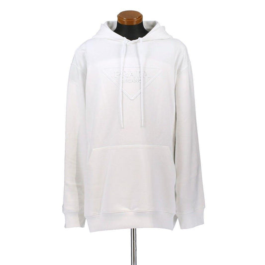 PRADA Hoodie Parka with Raised Letters, White, Prada #QYDXQ5
