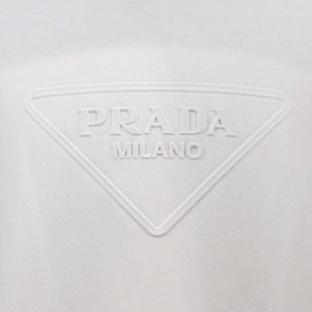 PRADA Hoodie Parka with Raised Letters, White, Prada #QYDXQ5