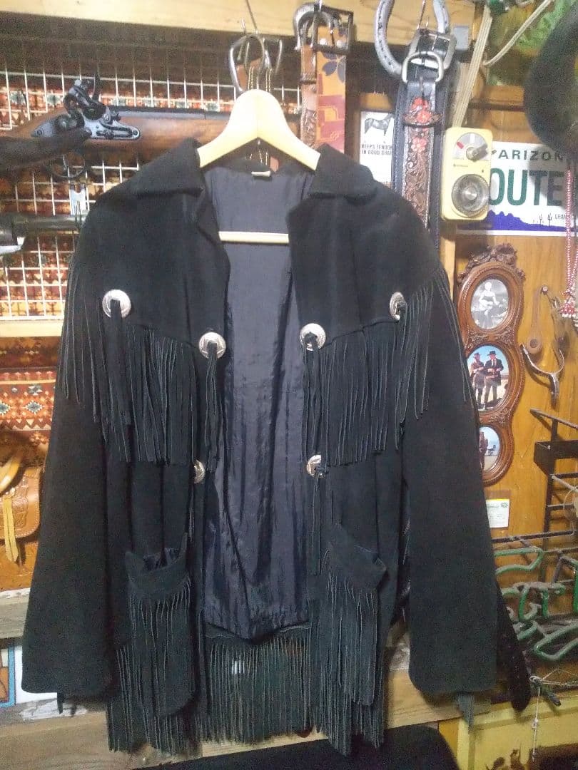 Vintage Western fringe jacket with conchos, Western, biker #PFL101