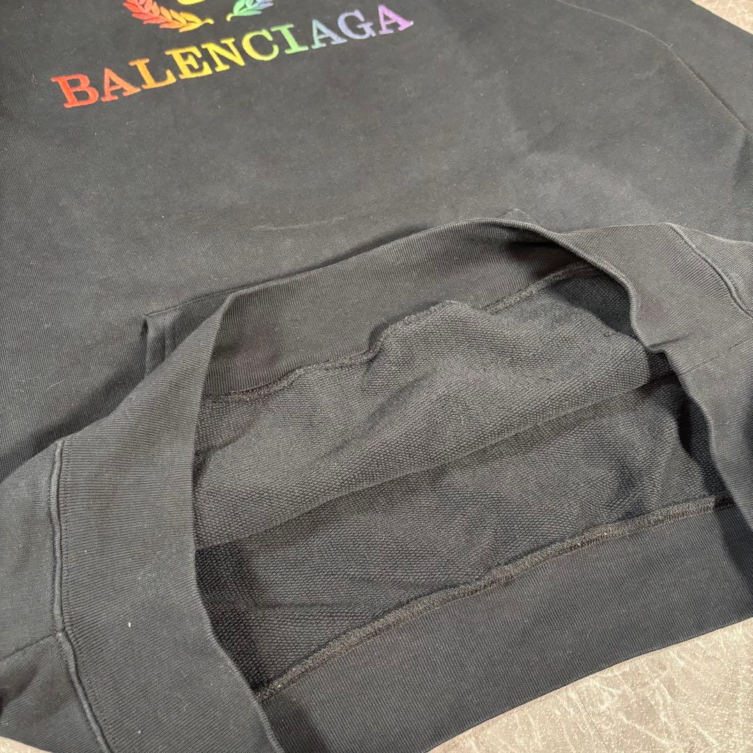 Balenciaga Hoodie with BB Logo Embroidery, Rainbow and Laurel Design, Si #QYGITG