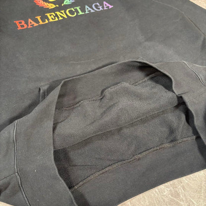 Balenciaga Hoodie with BB Logo Embroidery, Rainbow and Laurel Design, Si #QYGITG